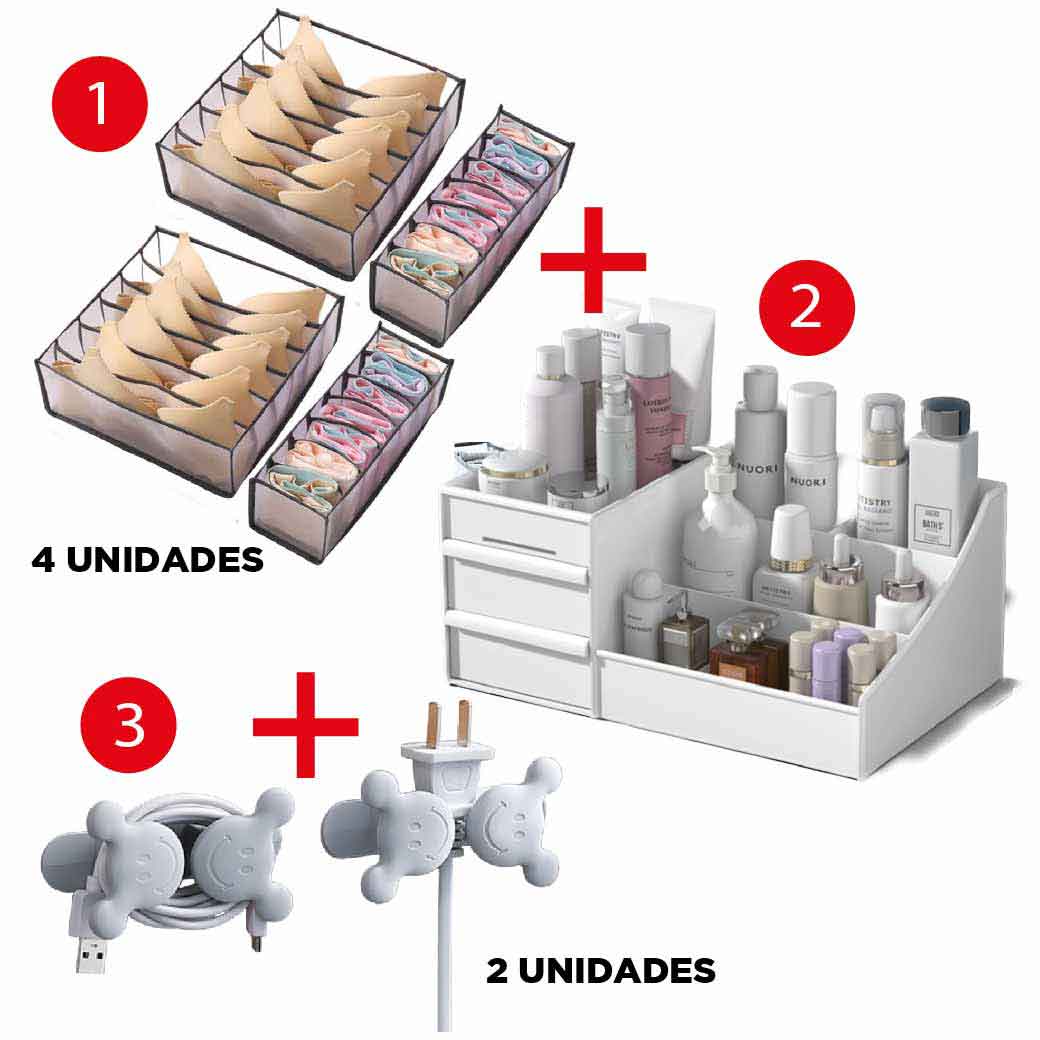 Combo Organizador Ropa Interior Maquillaje y Cables